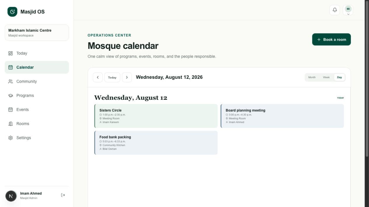Masjid OS daily mosque schedule